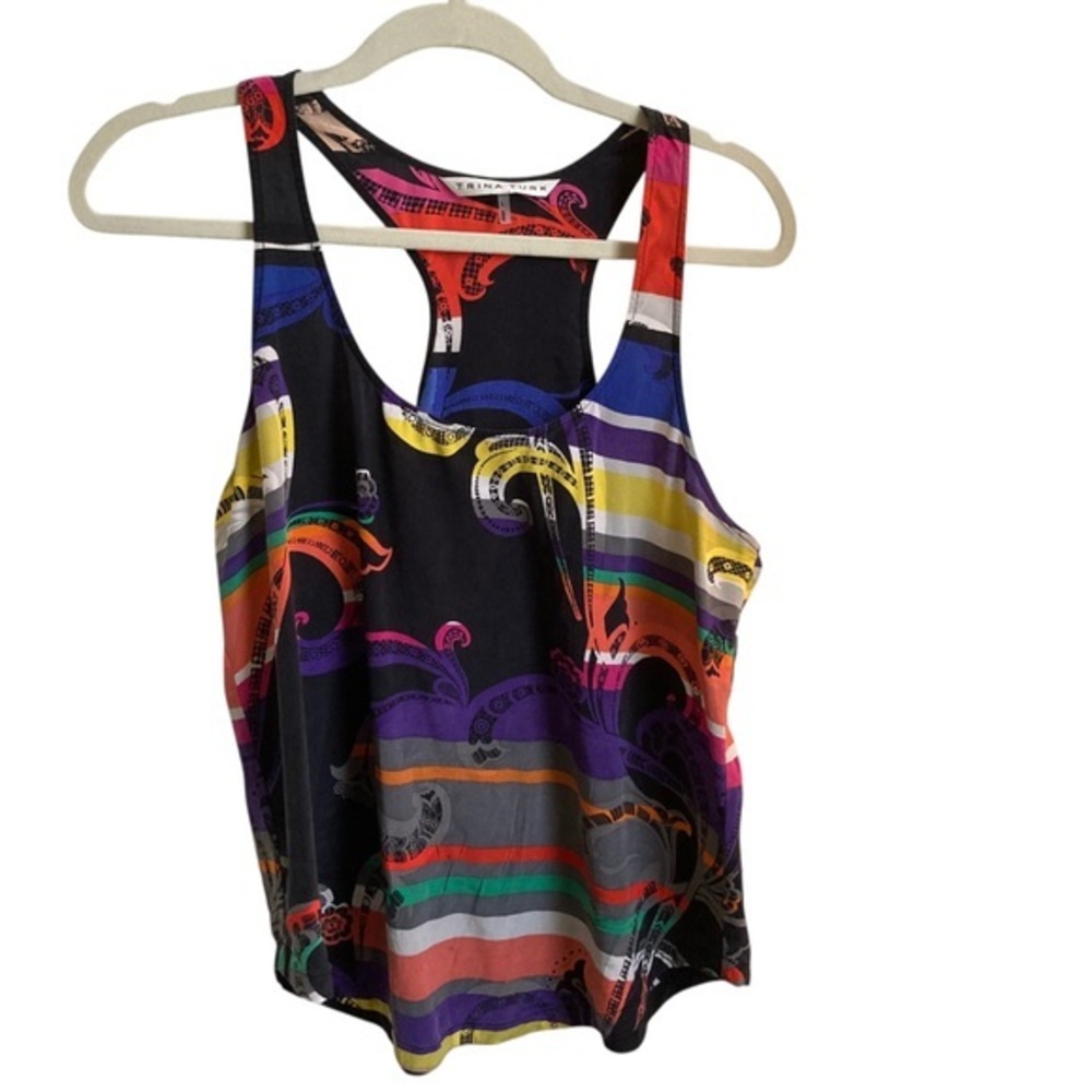 Trina Turk Black Graphic Sleeveless Tank Top